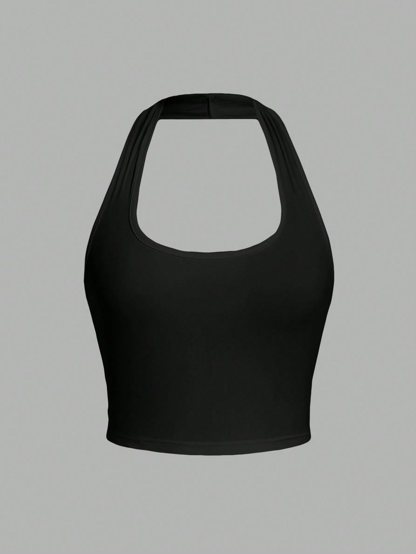 EZwear Casual Minimalist Solid Color Cropped Halter Neck Slim Fit Tank Top For Women, Summer Back To School