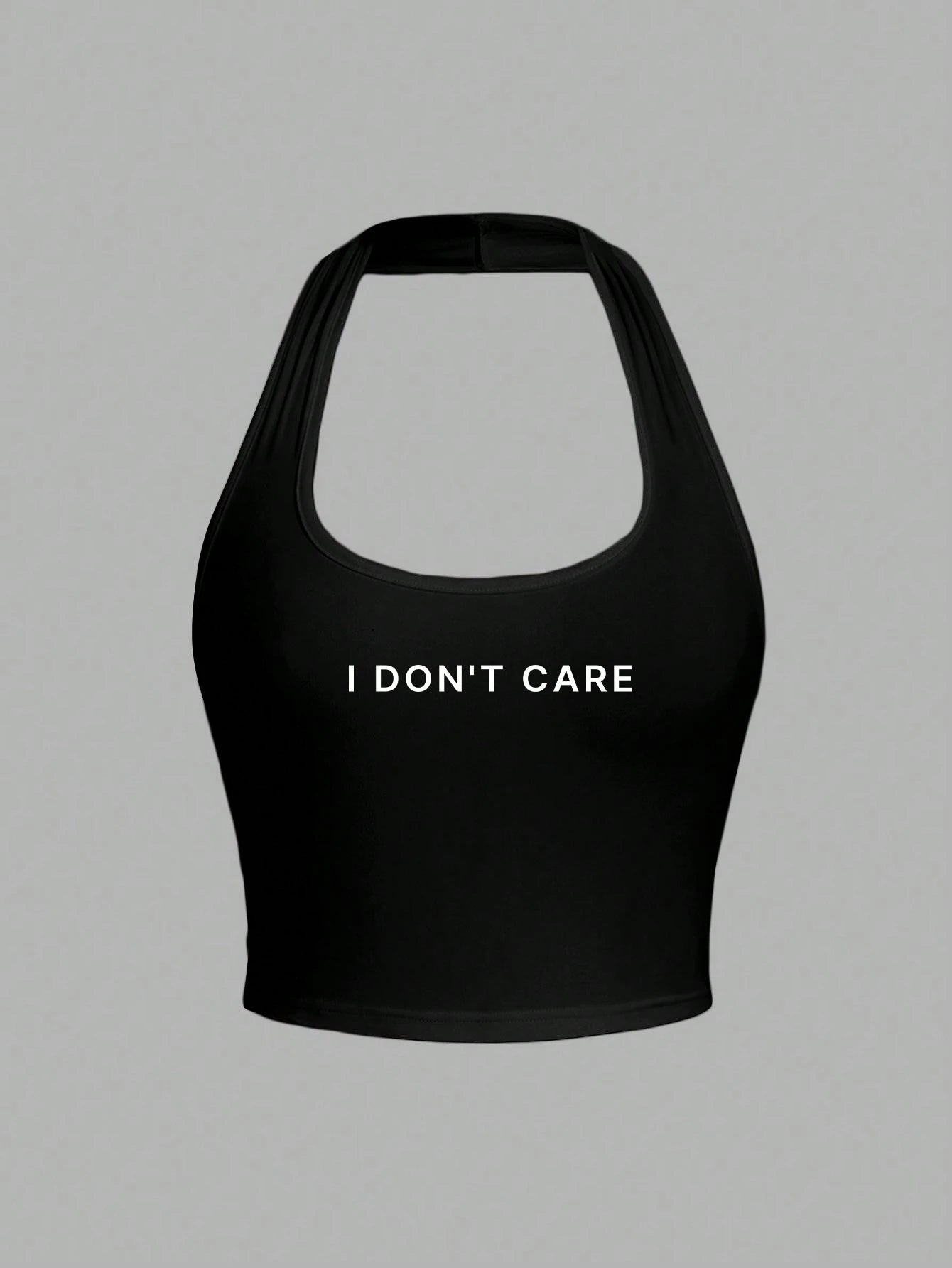 EZwear Casual Slogan Graphic Halter Neck Tank Top, Fitted For Women, Suitable For Summer Vacation