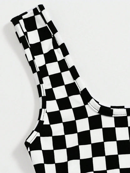EZwear Checker Crop Tank Top