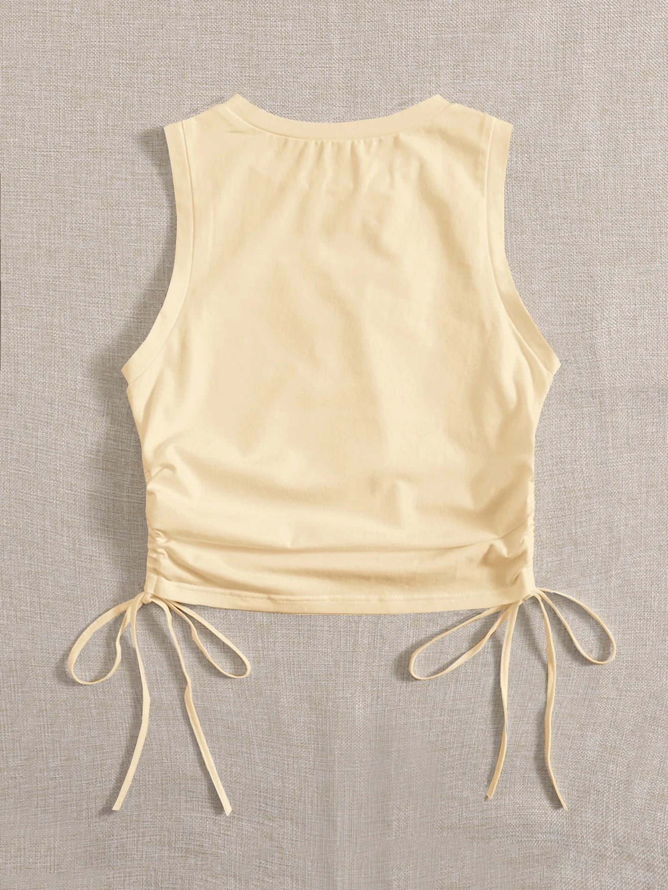EZwear Drawstring Ruched Side Crop White Summer Outfits Back Tank Top