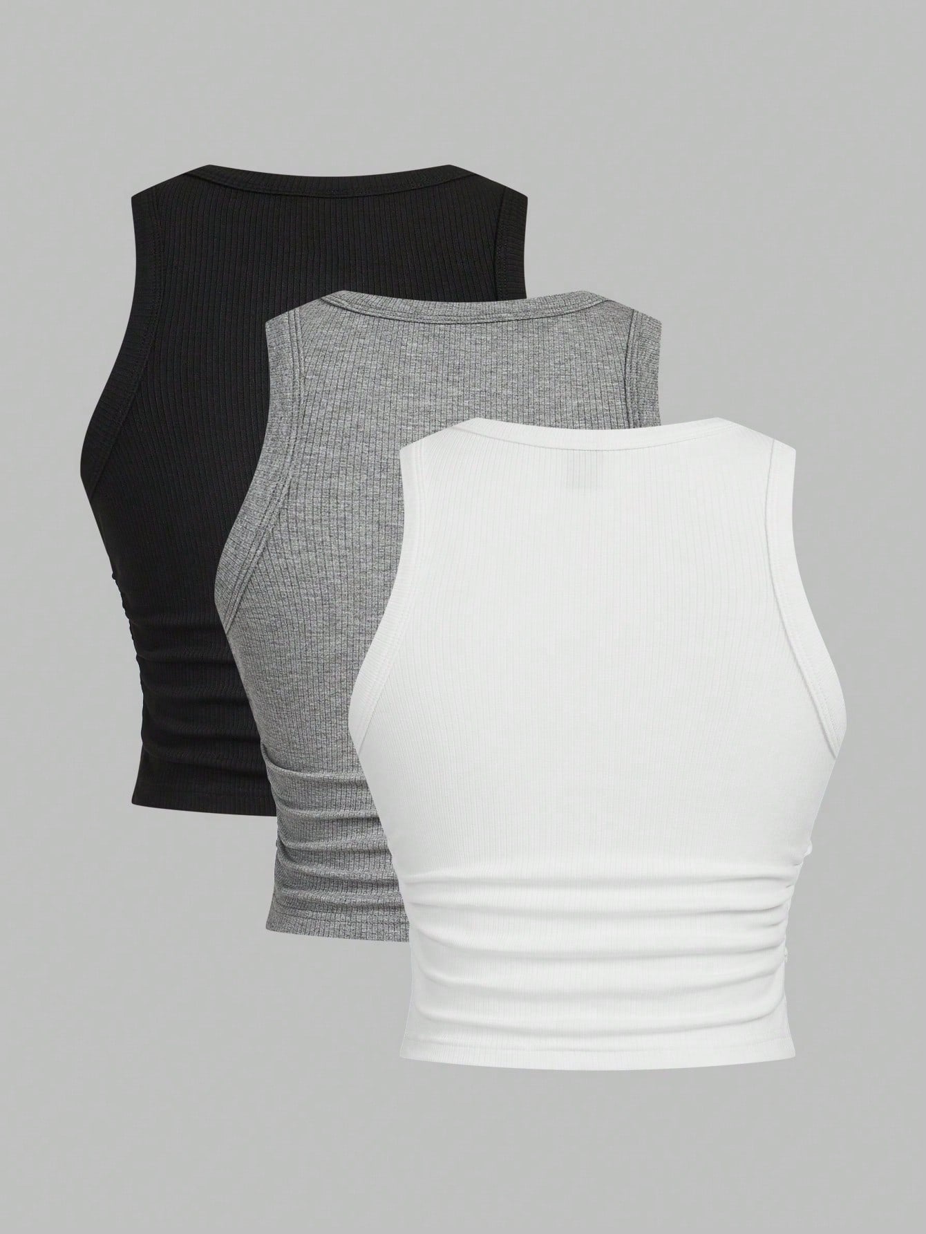EZwear Multicolor Knitted Women's Round Neck Tight-Fitting Tank Top