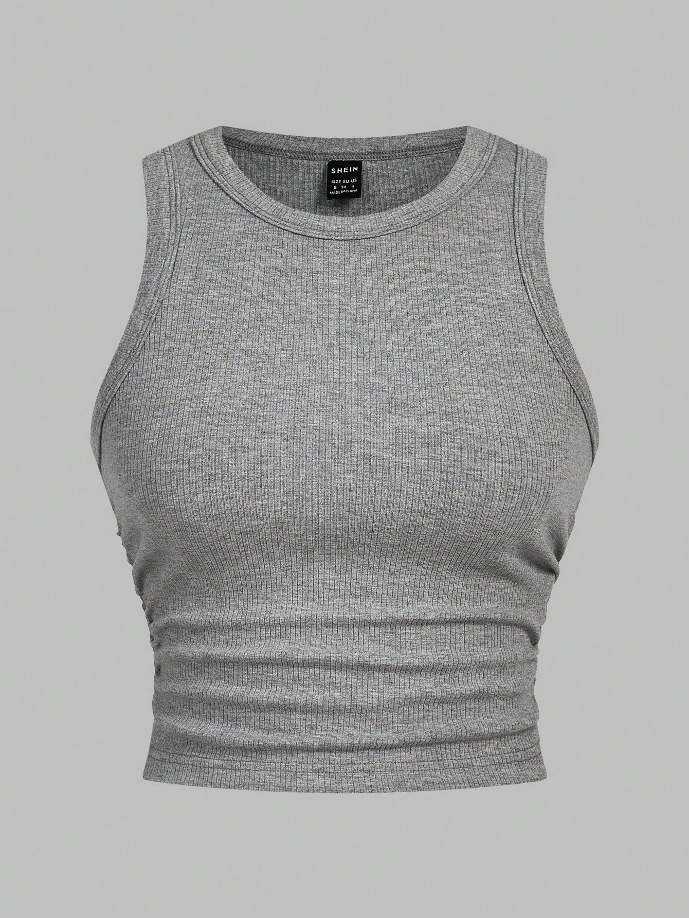 EZwear Multicolor Knitted Women's Round Neck Tight-Fitting Tank Top
