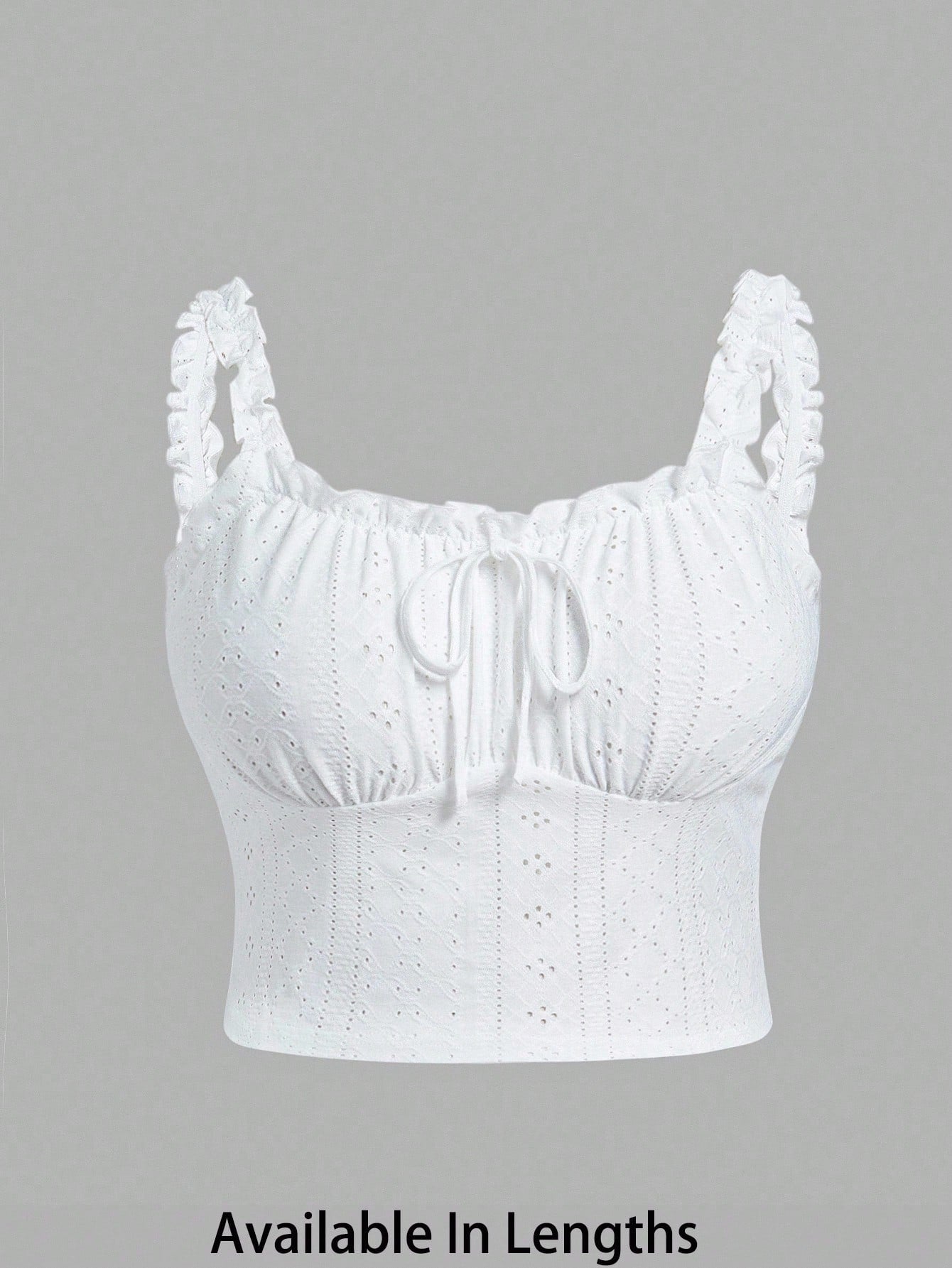 EZwear Plus Size Romantic White Semi-Sheer Ruffle Trim Camisole, Fashion Versatile Summer Holiday Wear