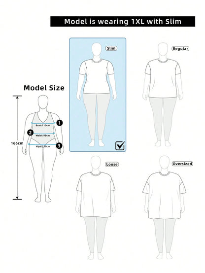 EZwear Plus Size Women's Casual Cross Pattern Side Drawstring Crew Neck Short Sleeve Slim Fit T-Shirt, Suitable For Summer Suitable For Going Out