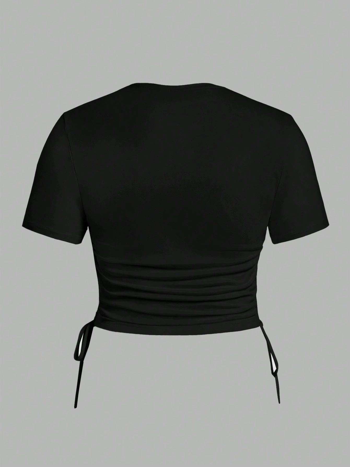 EZwear Plus Size Women's Casual Cross Pattern Side Drawstring Crew Neck Short Sleeve Slim Fit T-Shirt, Suitable For Summer Suitable For Going Out