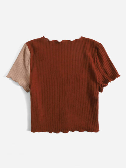 EZwear Two Tone Lettuce Trim Tee