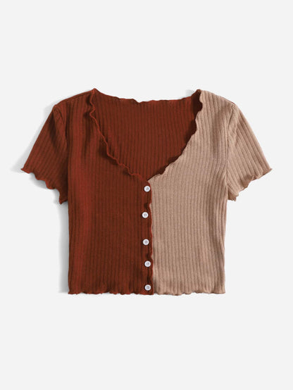 EZwear Two Tone Lettuce Trim Tee