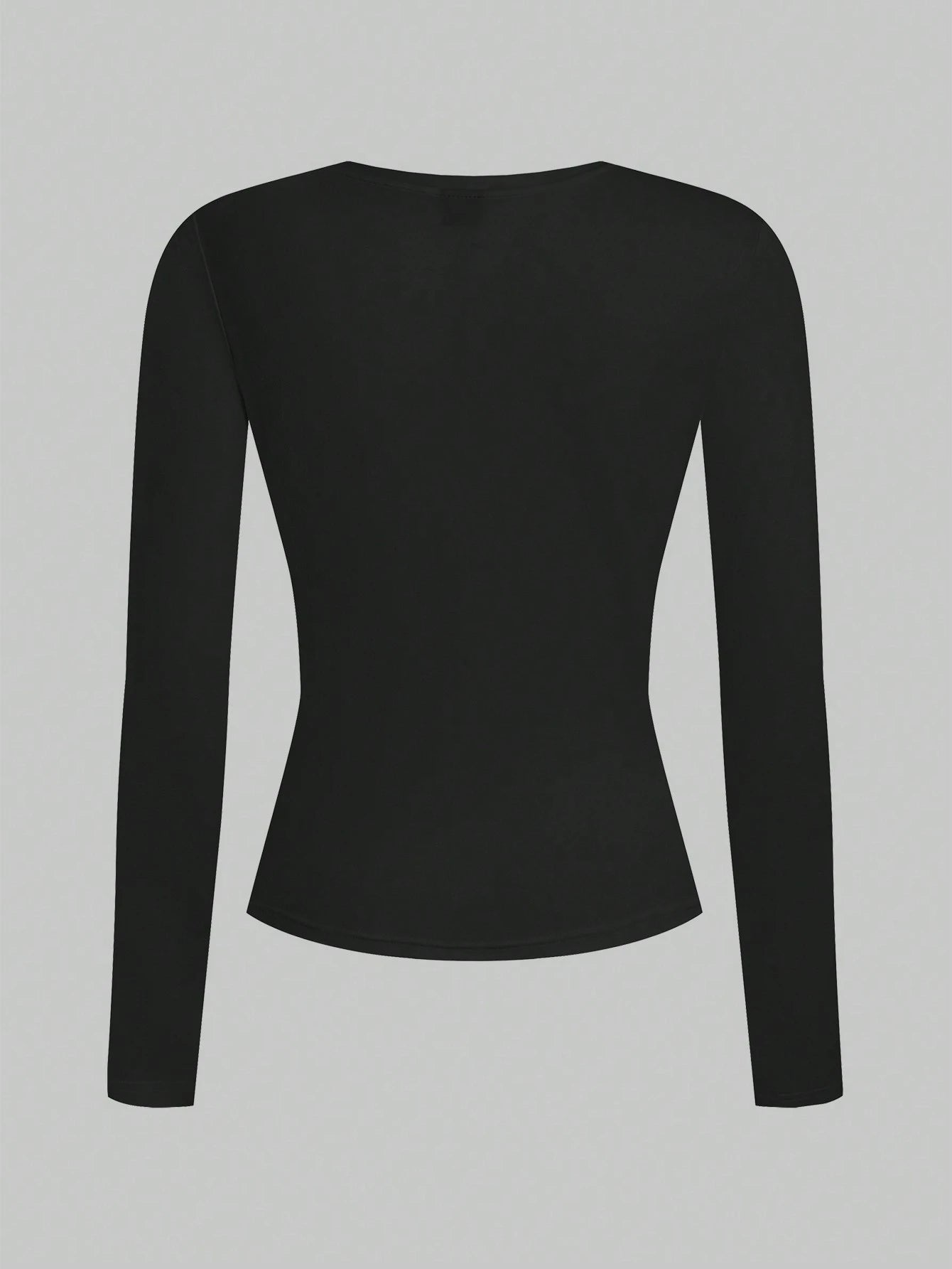 EZwear Women 2pcs Black White Casual Minimalist Modest Basic Long Sleeve Fitted Long T-Shirt Set Suitable For Autumn Winter Everyday Day Time Evening