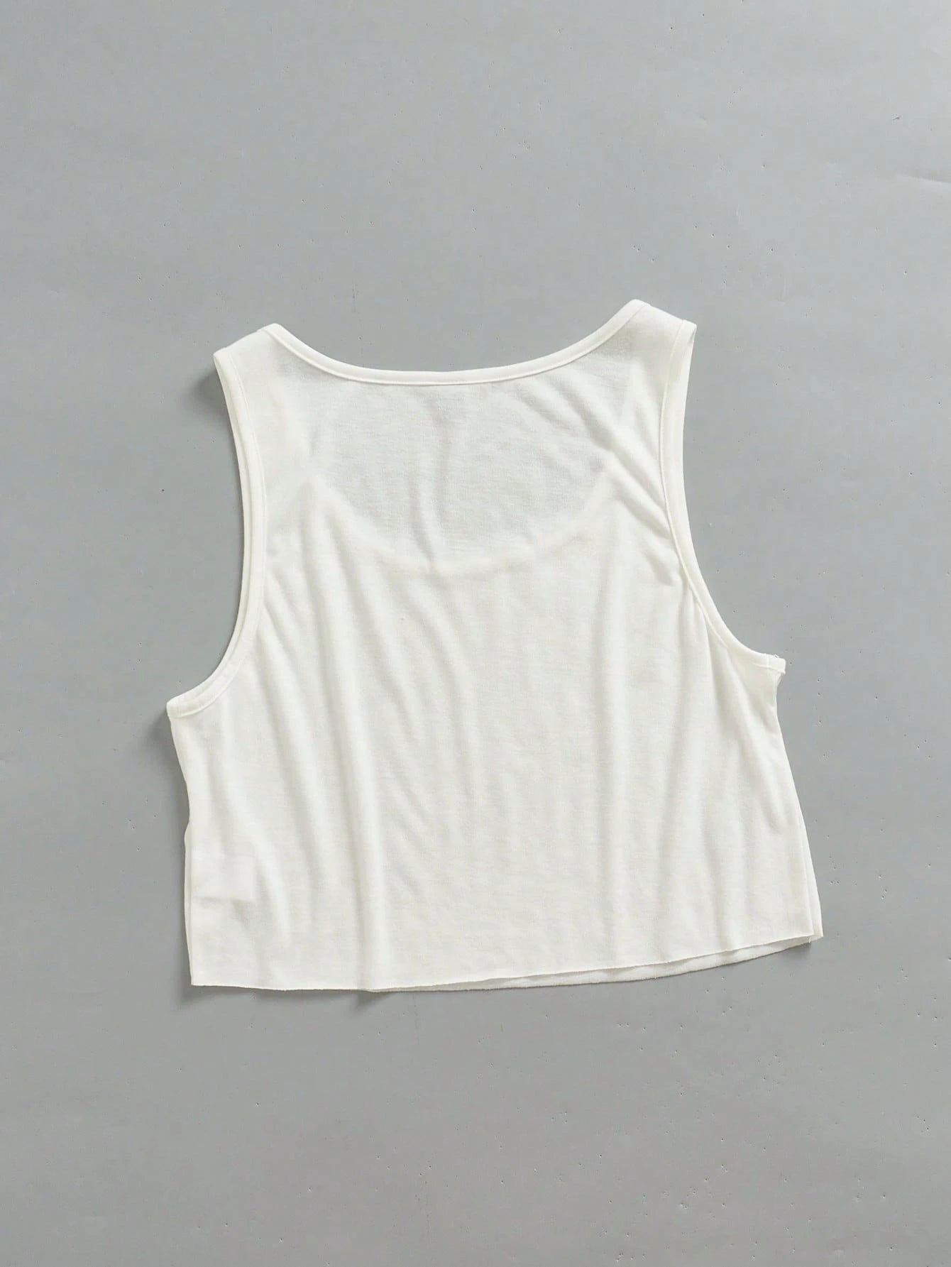 EZwear Women's Casual Loose U-Neck Cropped Tank Top, Daily, Summer, Vacation, Casual, 95% Cotton, White, Beach, Summer