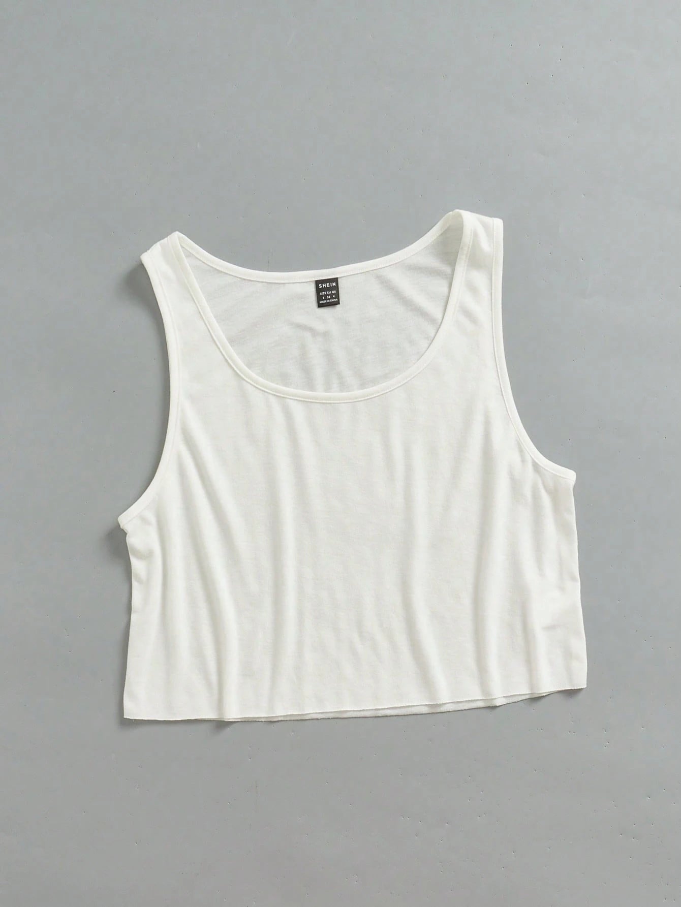 EZwear Women's Casual Loose U-Neck Cropped Tank Top, Daily, Summer, Vacation, Casual, 95% Cotton, White, Beach, Summer