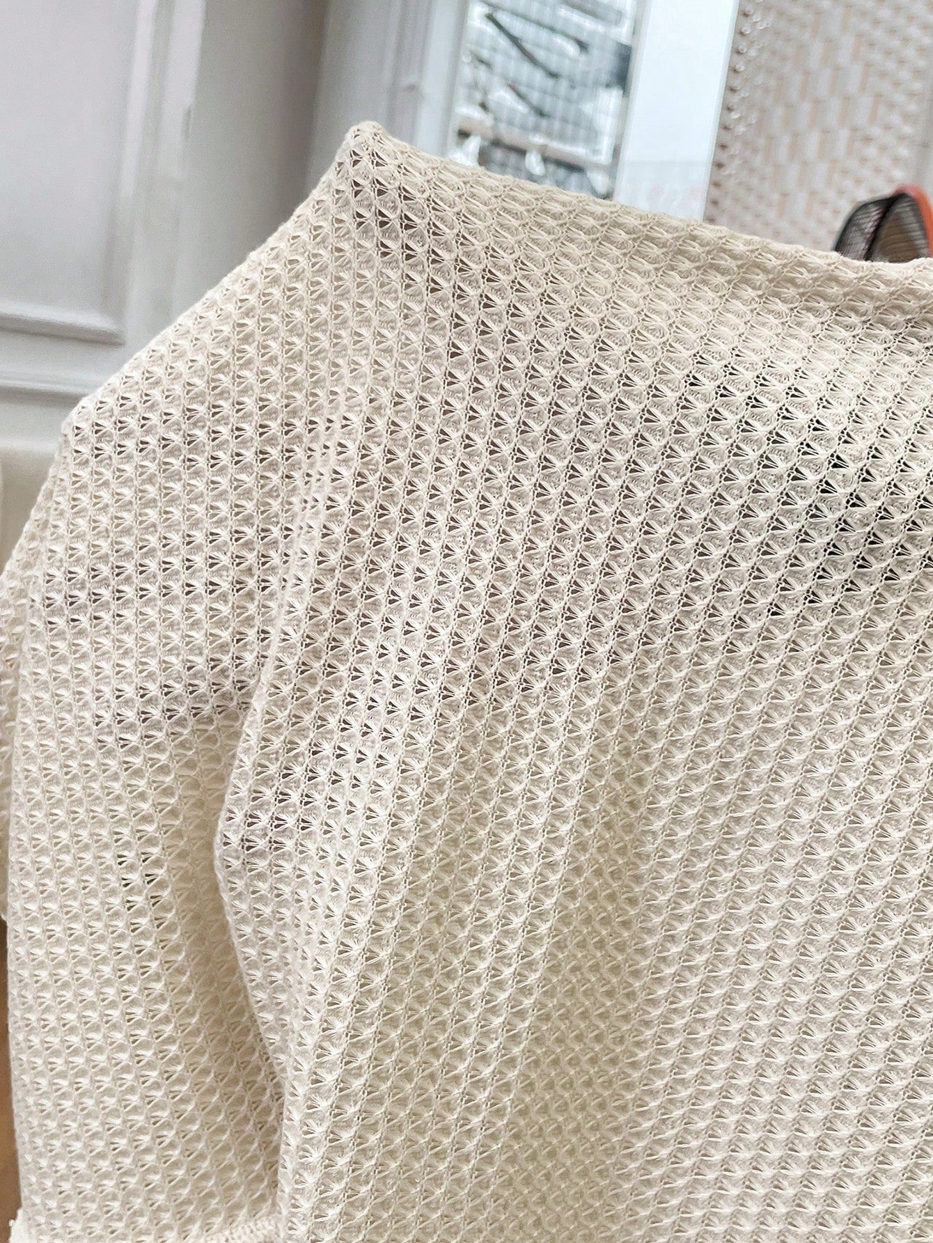 EZwear Women's Loose Knitted T-Shirt In Apricot Color
