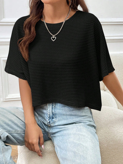 EZwear Women's Loose Knitted T-Shirt In Apricot Color