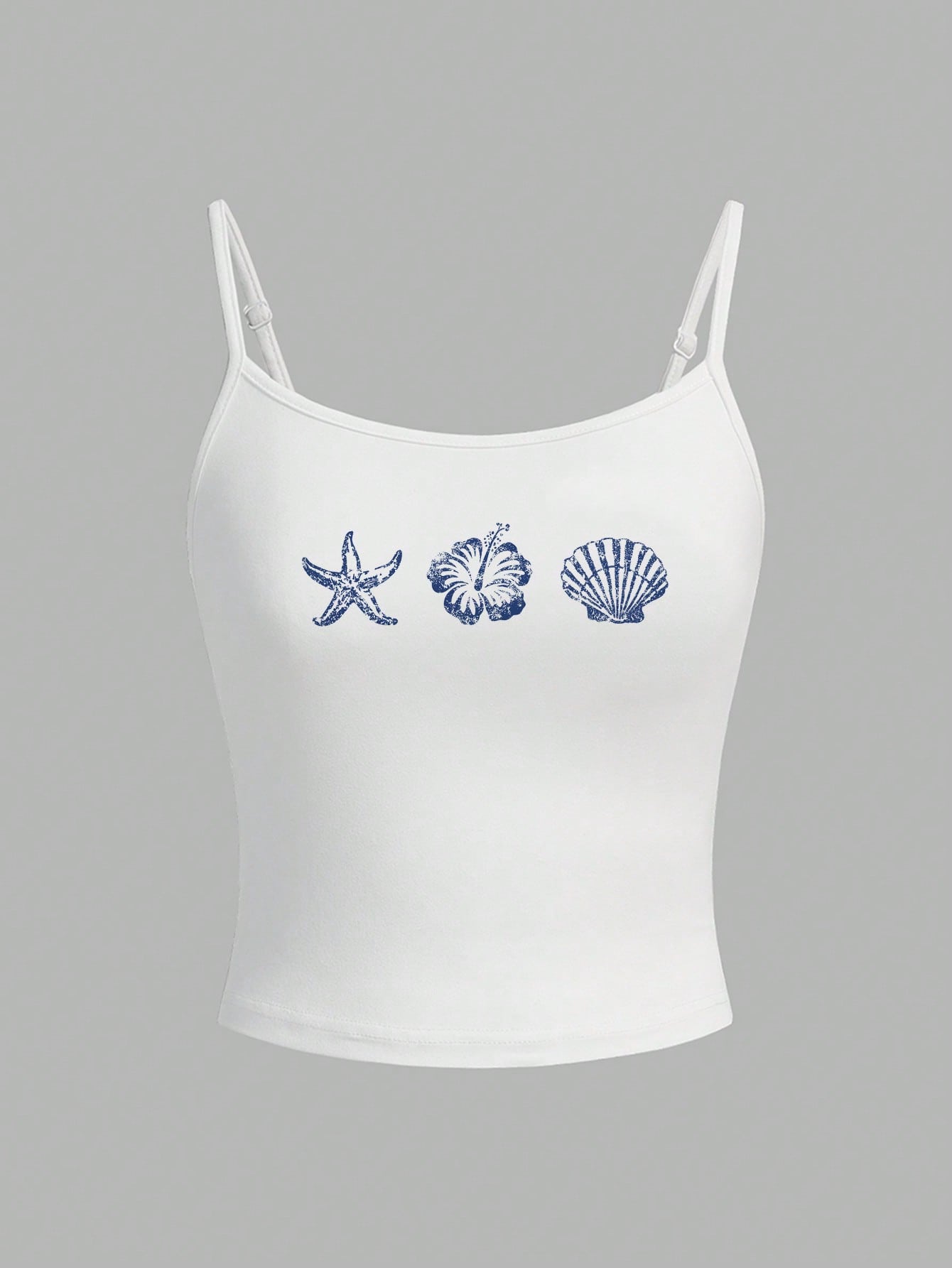 EZwear Women's Starfish, Floral & Shell Pattern Casual Sexy Camisole Tank Top, Suitable For Summer