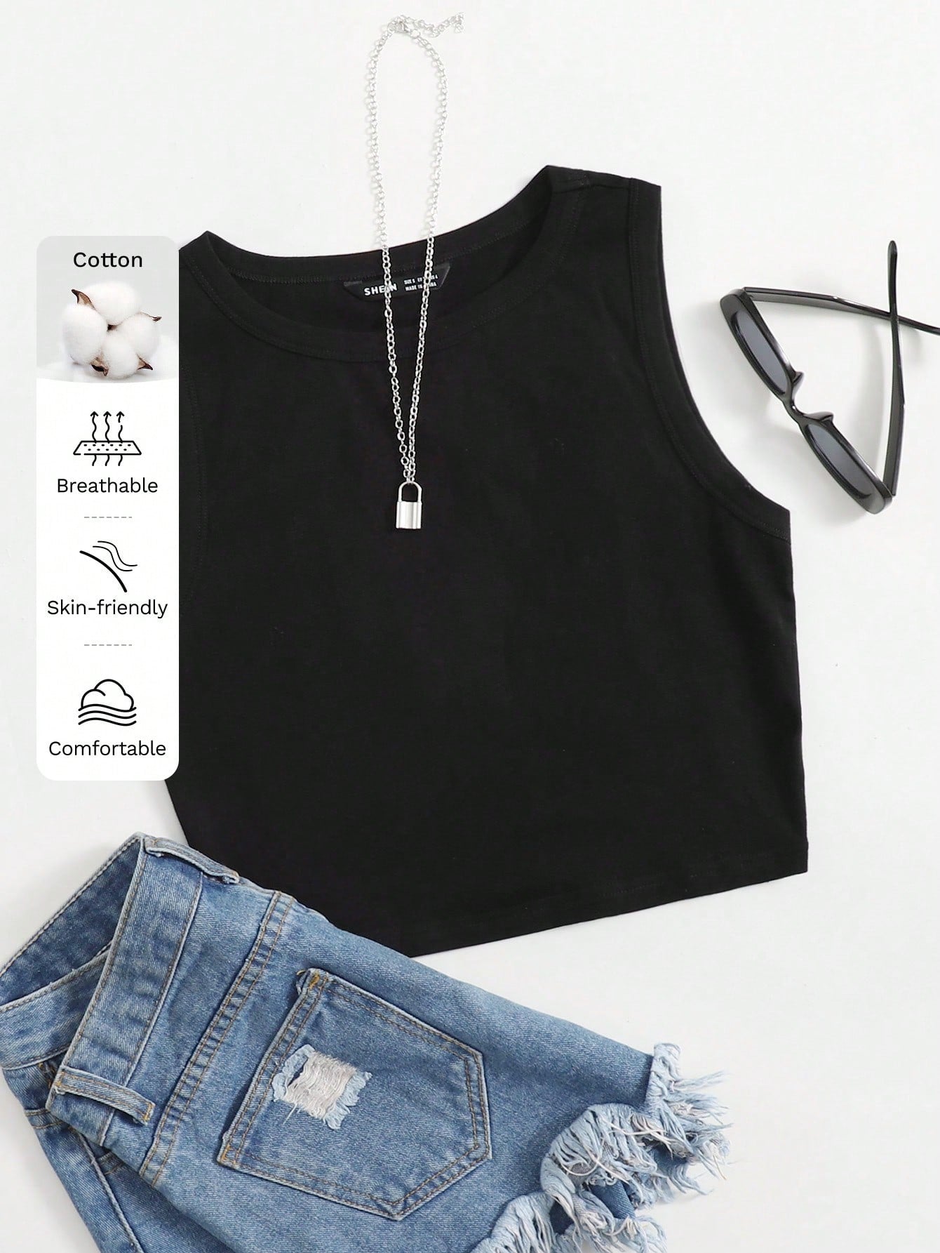 EZwear Women Summer Casual Solid Crop Tank Top