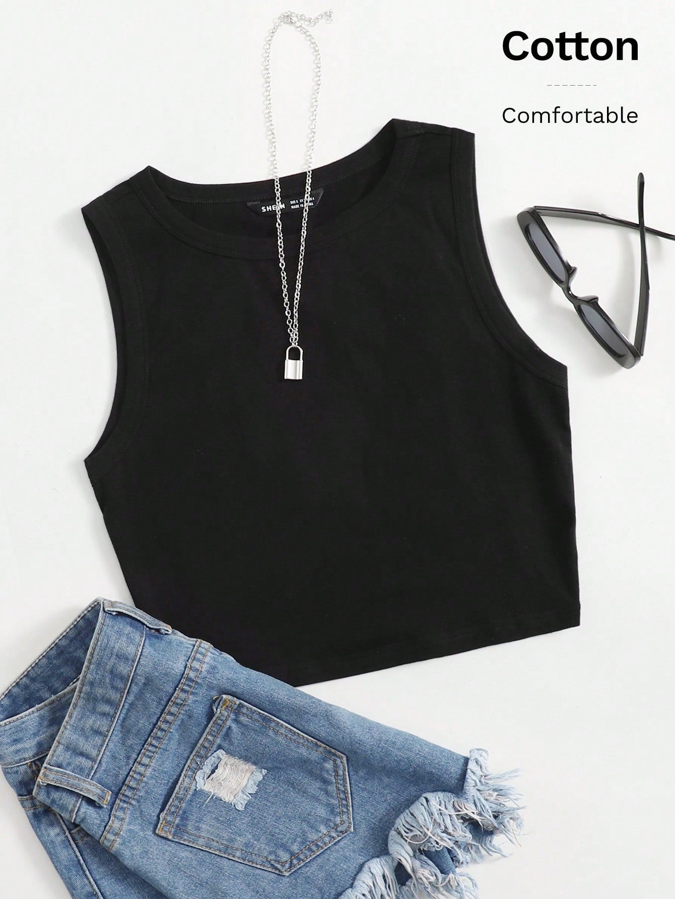 EZwear Women Summer Casual Solid Crop Tank Top