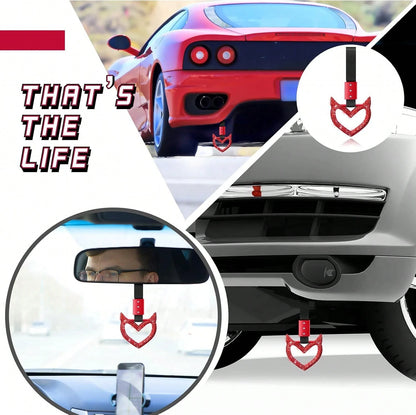 Fabbay Bling Car Accessories Bling Heart Handle Ring Car Accessory For Women Heart Hand Strap Drift Charm Rear Bumper Warning Ring Decor For Auto Bus