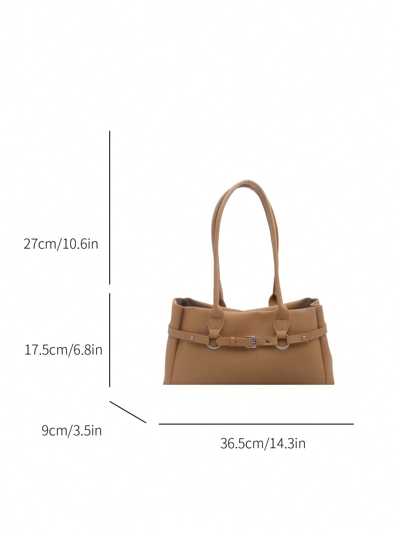 Fashion Solid Color Metal Rope Buckle Decor Handbag, Classic Versatile Large Capacity Rivet Inlaid Women's Shoulder Bag, Suitable For Shopping, Wallet, Young Women, College Students, Newcomers, White
