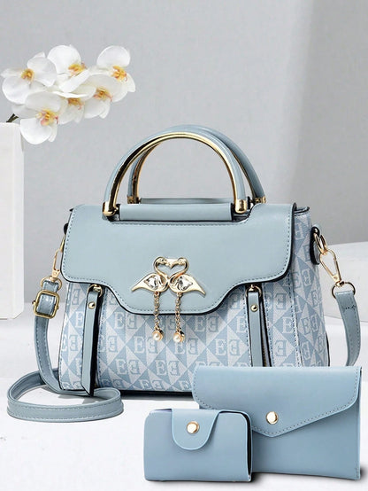 Fashion Women Color Block Shoulder Bag & Phone Pouch