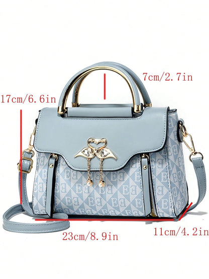 Fashion Women Color Block Shoulder Bag & Phone Pouch