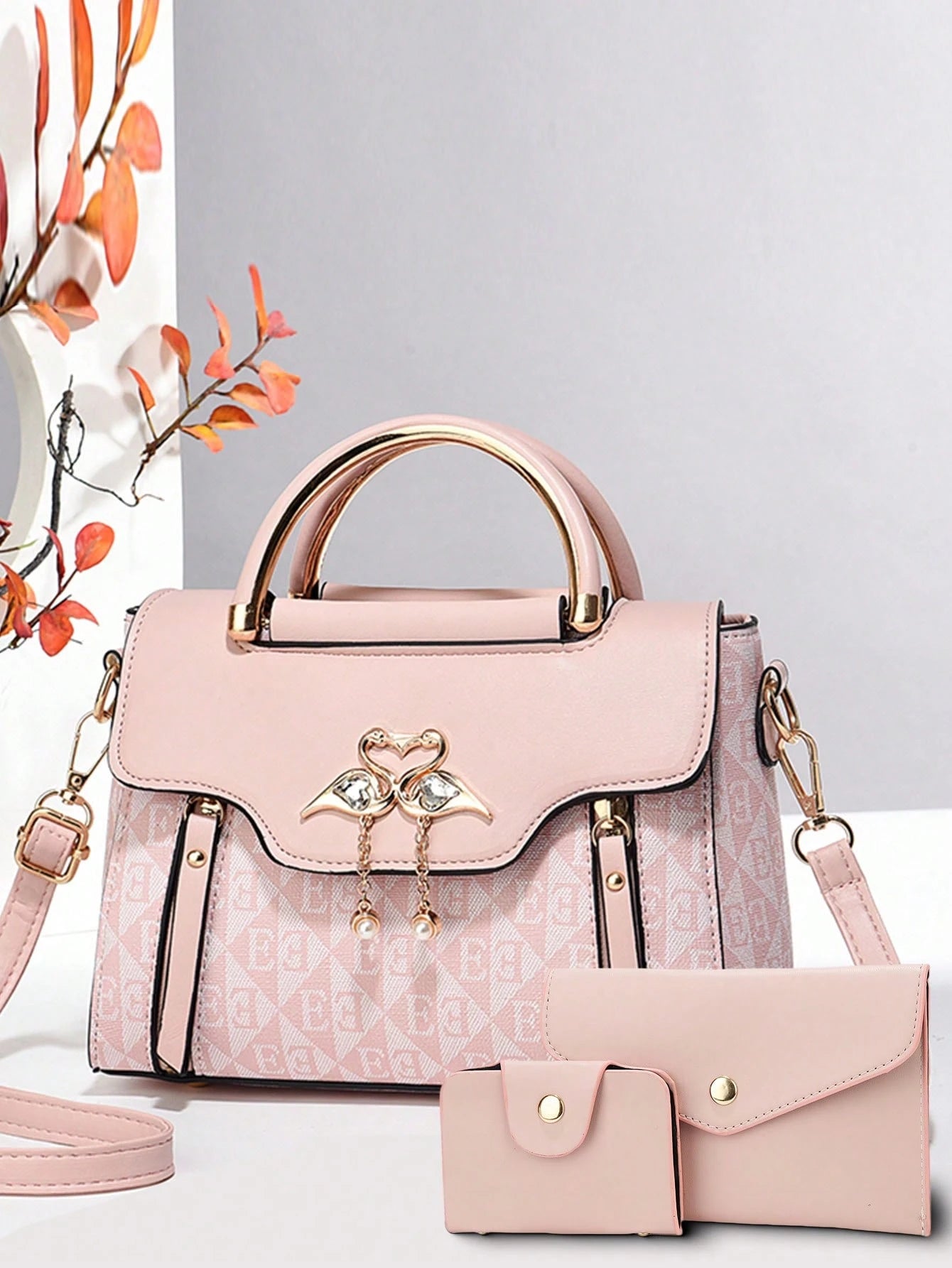 Fashion Women Color Block Shoulder Bag & Phone Pouch