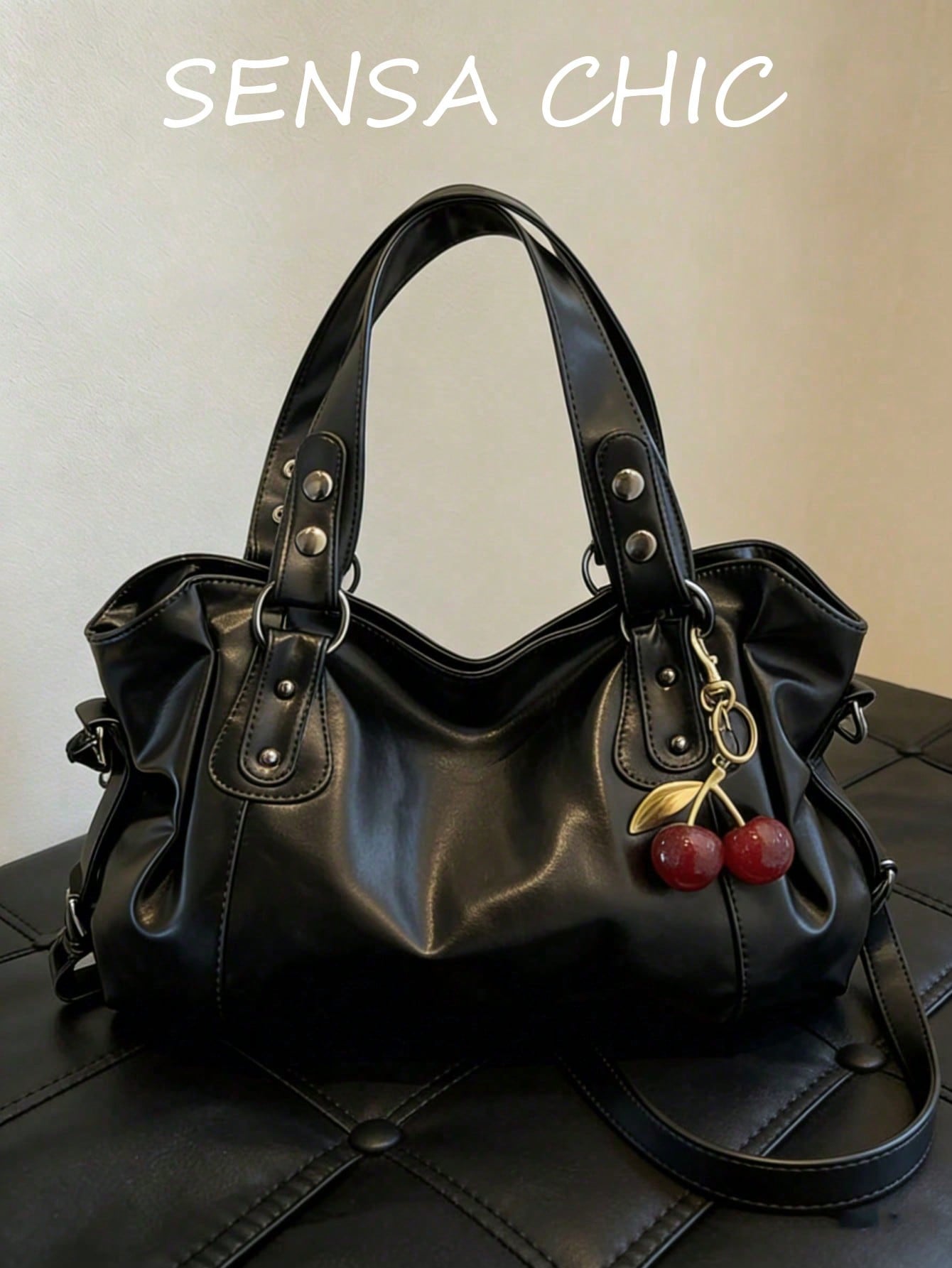 Fashionable And Versatile Shoulder Bag, A Multi-Functional Commuter Solid Color Large Capacity Vintage PU Material, Work To Weekend