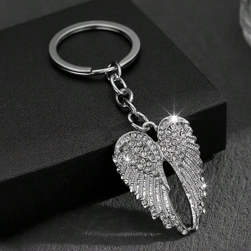 Fashionable Angel Wings Keychain- Shiny Angel Wings Keyring, Enamel Angel Wings Pendant Keychain, Rivet Design, Durable Metal Wings Accessory, Suitable For Both Men And Women, Couple's Daily Gift, Cu