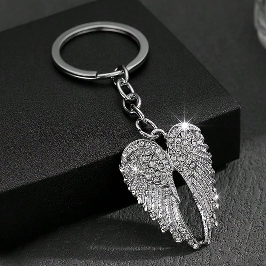 Fashionable Angel Wings Keychain- Shiny Angel Wings Keyring, Enamel Angel Wings Pendant Keychain, Rivet Design, Durable Metal Wings Accessory, Suitable For Both Men And Women, Couple's Daily Gift, Cu