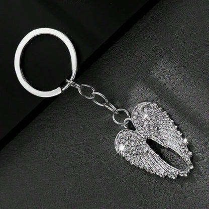Fashionable Angel Wings Keychain- Shiny Angel Wings Keyring, Enamel Angel Wings Pendant Keychain, Rivet Design, Durable Metal Wings Accessory, Suitable For Both Men And Women, Couple's Daily Gift, Cu