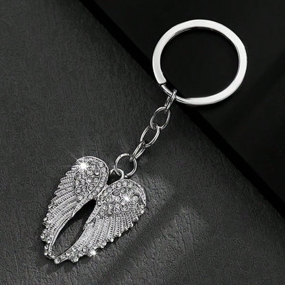 Fashionable Angel Wings Keychain- Shiny Angel Wings Keyring, Enamel Angel Wings Pendant Keychain, Rivet Design, Durable Metal Wings Accessory, Suitable For Both Men And Women, Couple's Daily Gift, Cu