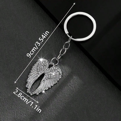 Fashionable Angel Wings Keychain- Shiny Angel Wings Keyring, Enamel Angel Wings Pendant Keychain, Rivet Design, Durable Metal Wings Accessory, Suitable For Both Men And Women, Couple's Daily Gift, Cu