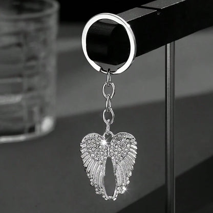 Fashionable Angel Wings Keychain- Shiny Angel Wings Keyring, Enamel Angel Wings Pendant Keychain, Rivet Design, Durable Metal Wings Accessory, Suitable For Both Men And Women, Couple's Daily Gift, Cu