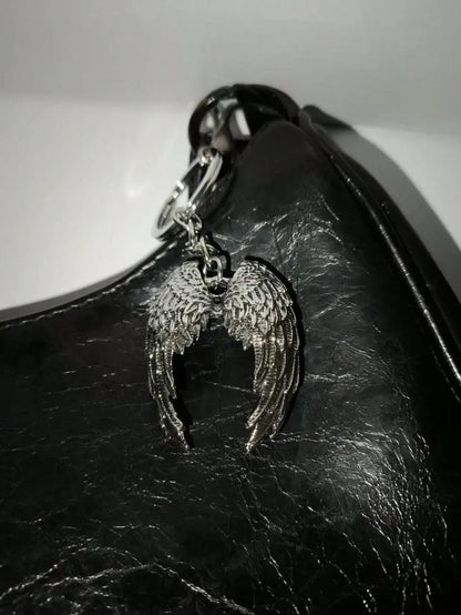 Fashionable Angel Wings Keychain- Shiny Angel Wings Keyring, Enamel Angel Wings Pendant Keychain, Rivet Design, Durable Metal Wings Accessory, Suitable For Both Men And Women, Couple's Daily Gift, Cu