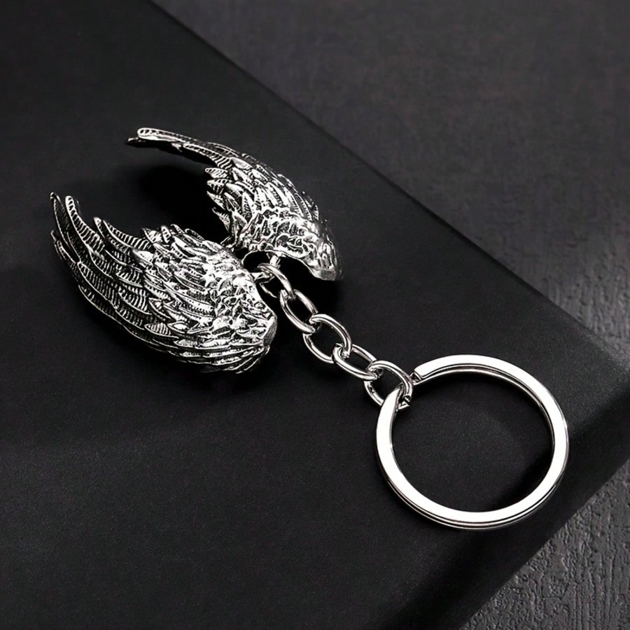 Fashionable Angel Wings Keychain- Shiny Angel Wings Keyring, Enamel Angel Wings Pendant Keychain, Rivet Design, Durable Metal Wings Accessory, Suitable For Both Men And Women, Couple's Daily Gift, Cu