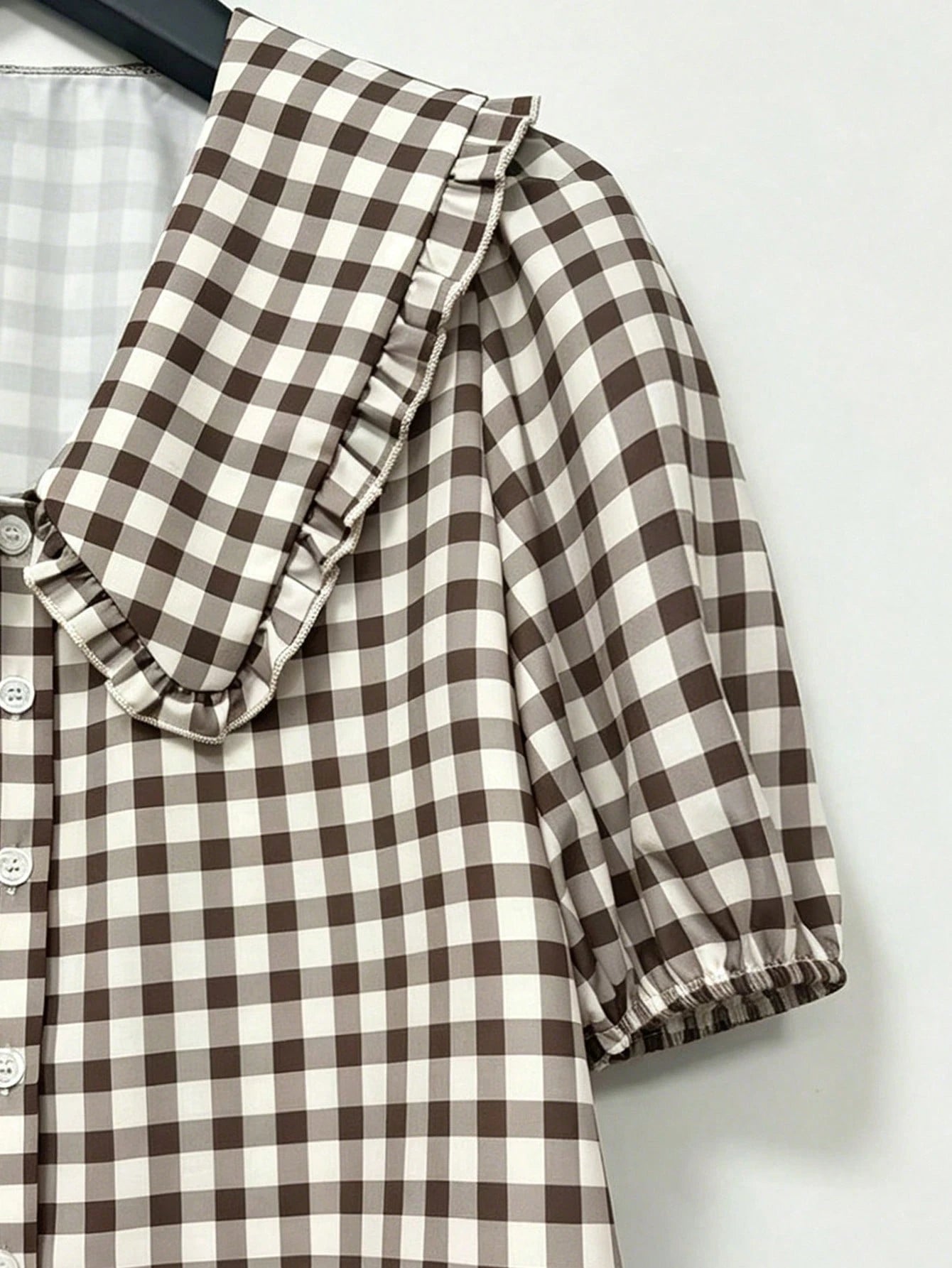 Fashionable Casual Versatile Peter Pan Collar Puff Sleeve Single-Breasted Loose Women Shirt