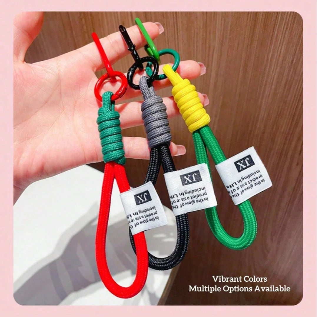 Fashionable Color-Block Braided Rope Keychain, Personalized Handmade Woven Colorful Key Ring, Climbing Carabiner Braided Rope Key Pendant