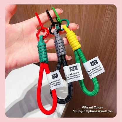 Fashionable Color-Block Braided Rope Keychain, Personalized Handmade Woven Colorful Key Ring, Climbing Carabiner Braided Rope Key Pendant
