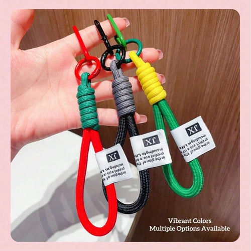 Fashionable Color-Block Braided Rope Keychain, Personalized Handmade Woven Colorful Key Ring, Climbing Carabiner Braided Rope Key Pendant
