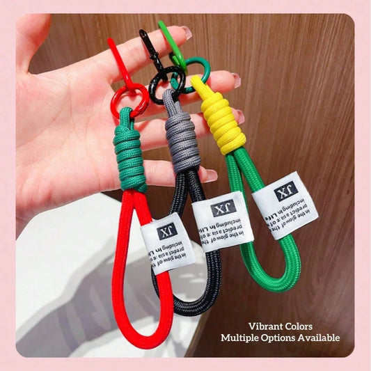 Fashionable Color-Block Braided Rope Keychain, Personalized Handmade Woven Colorful Key Ring, Climbing Carabiner Braided Rope Key Pendant