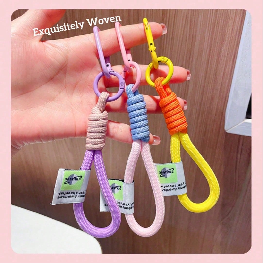 Fashionable Color-Block Braided Rope Keychain, Personalized Handmade Woven Colorful Key Ring, Climbing Carabiner Braided Rope Key Pendant