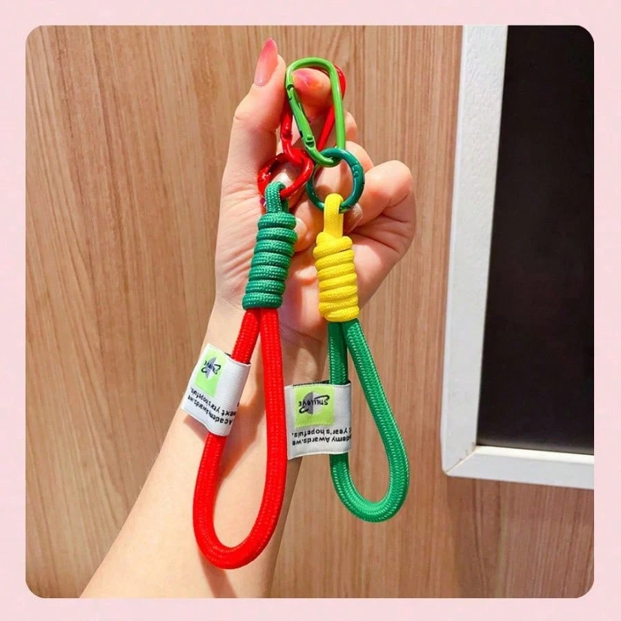 Fashionable Color-Block Braided Rope Keychain, Personalized Handmade Woven Colorful Key Ring, Climbing Carabiner Braided Rope Key Pendant