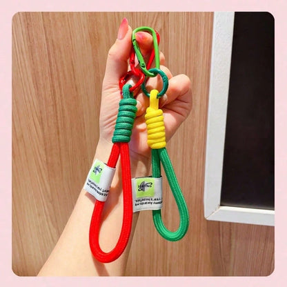 Fashionable Color-Block Braided Rope Keychain, Personalized Handmade Woven Colorful Key Ring, Climbing Carabiner Braided Rope Key Pendant