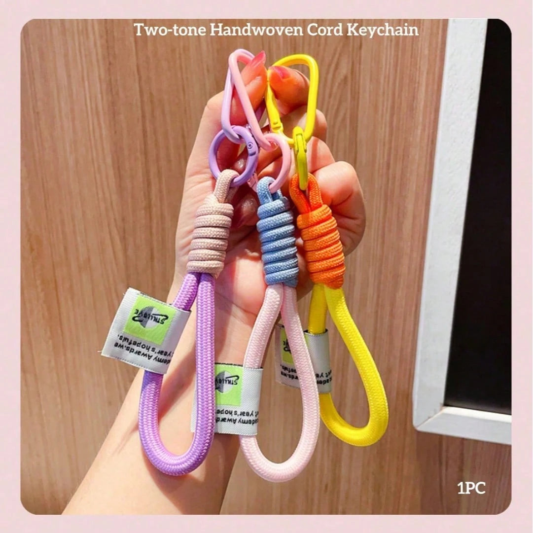 Fashionable Color-Block Braided Rope Keychain, Personalized Handmade Woven Colorful Key Ring, Climbing Carabiner Braided Rope Key Pendant