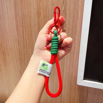 Fashionable Color-Block Braided Rope Keychain, Personalized Handmade Woven Colorful Key Ring, Climbing Carabiner Braided Rope Key Pendant