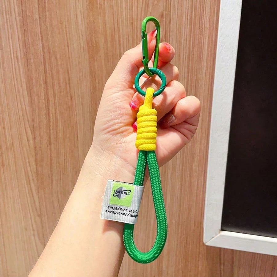 Fashionable Color-Block Braided Rope Keychain, Personalized Handmade Woven Colorful Key Ring, Climbing Carabiner Braided Rope Key Pendant