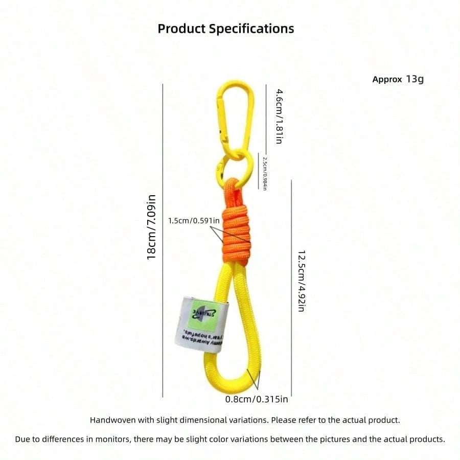 Fashionable Color-Block Braided Rope Keychain, Personalized Handmade Woven Colorful Key Ring, Climbing Carabiner Braided Rope Key Pendant