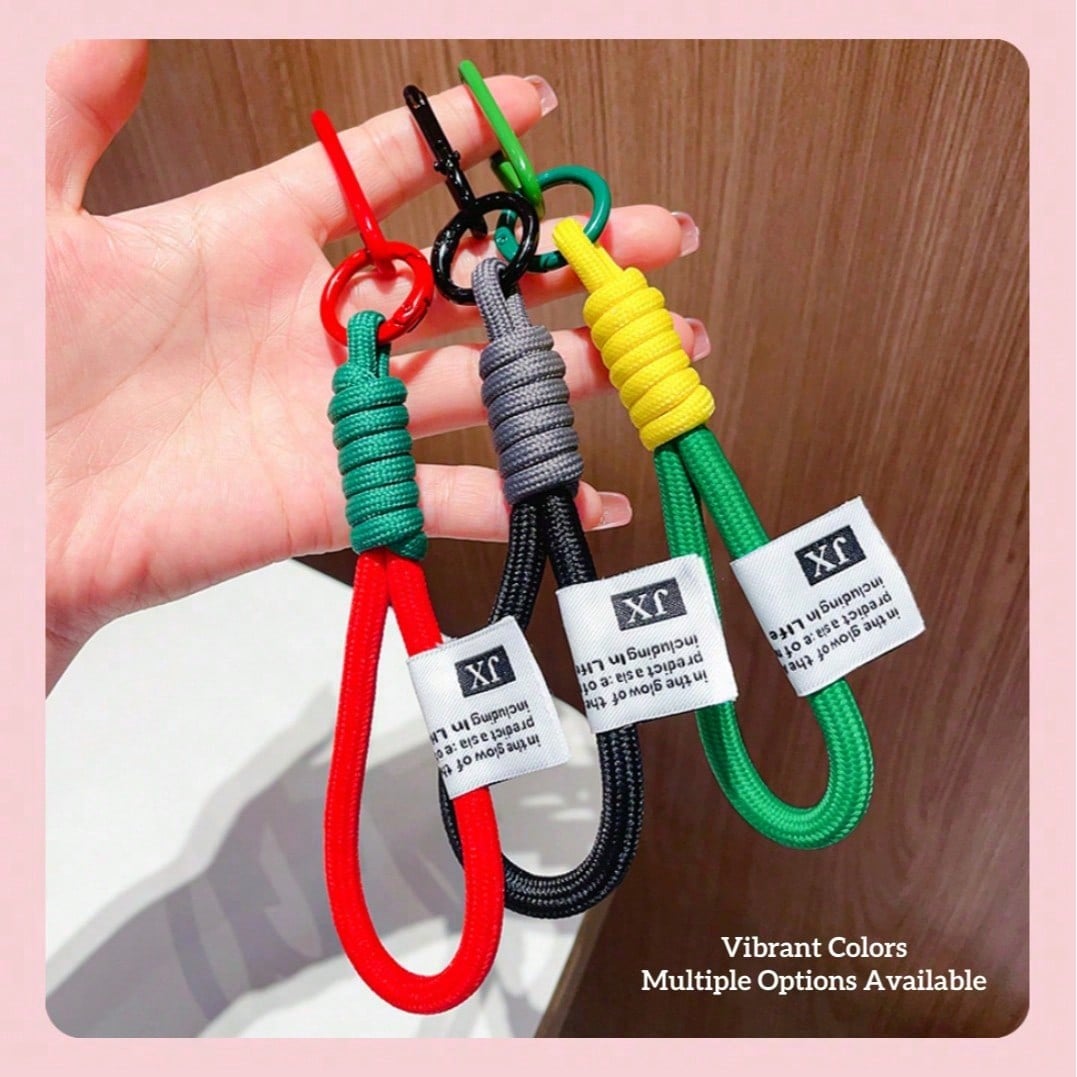 Fashionable Color-Block Braided Rope Keychain, Personalized Handmade Woven Colorful Key Ring, Climbing Carabiner Braided Rope Key Pendant