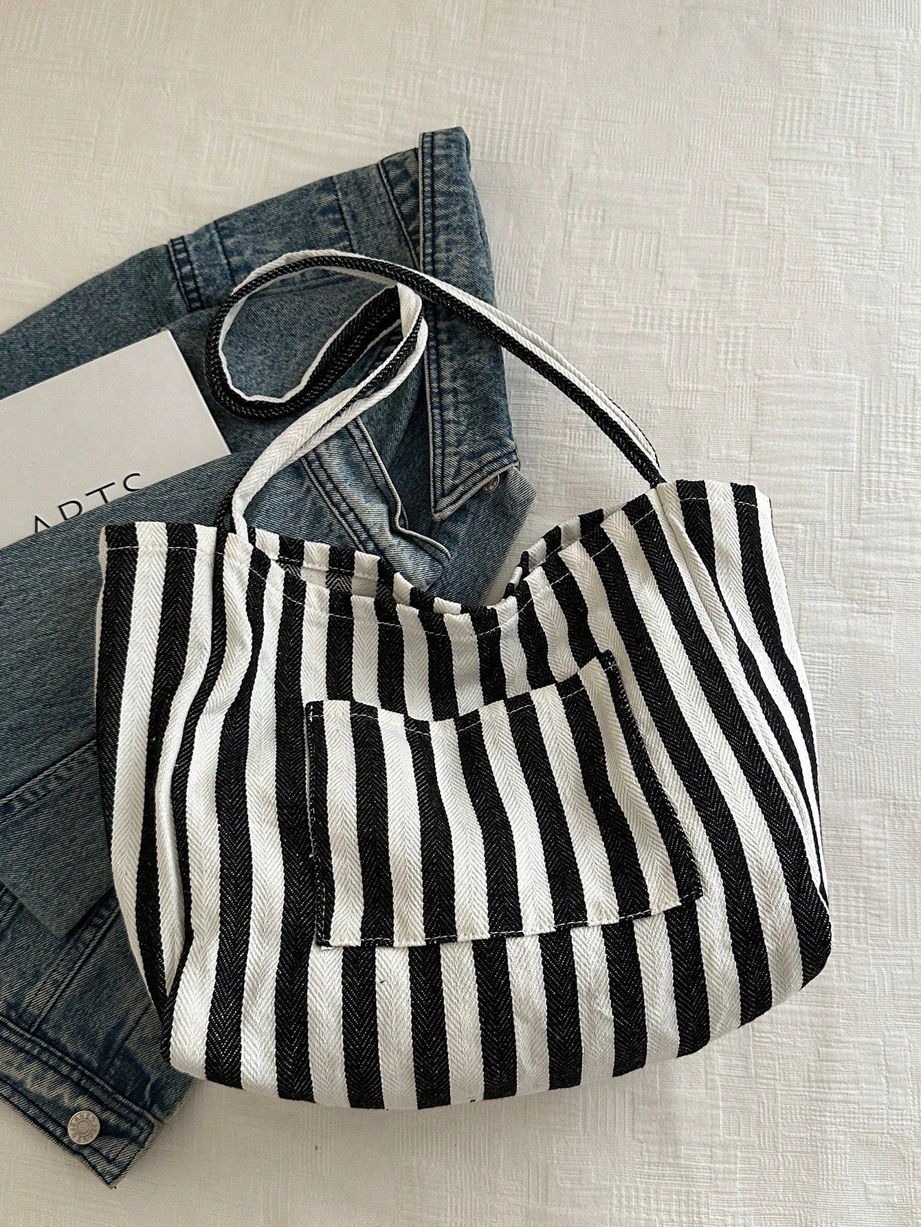 Fashionable Retro Striped Canvas Tote Bag, Large Capacity, Versatile Use, Ideal For Work, School Or Outdoor Activities, Can Be Used As Backpack, Canvas Bag Or Beach Bag
