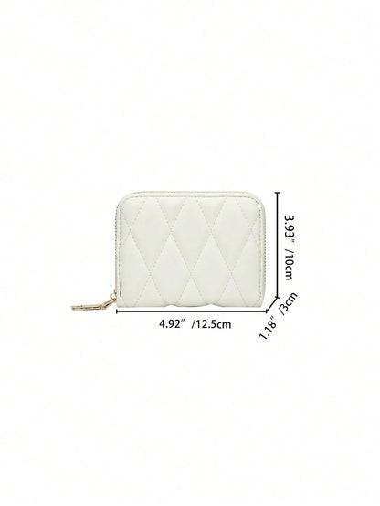 Fashionable Rhombus Versatile Women Wallet, Clutch, Business Card Holder, Y2K Punk Coin Purse, Embroidered Wallet, Multi-Functional Multi-Card Wallet, Short Wallet, Office, Travel, Holiday, Fashion, R