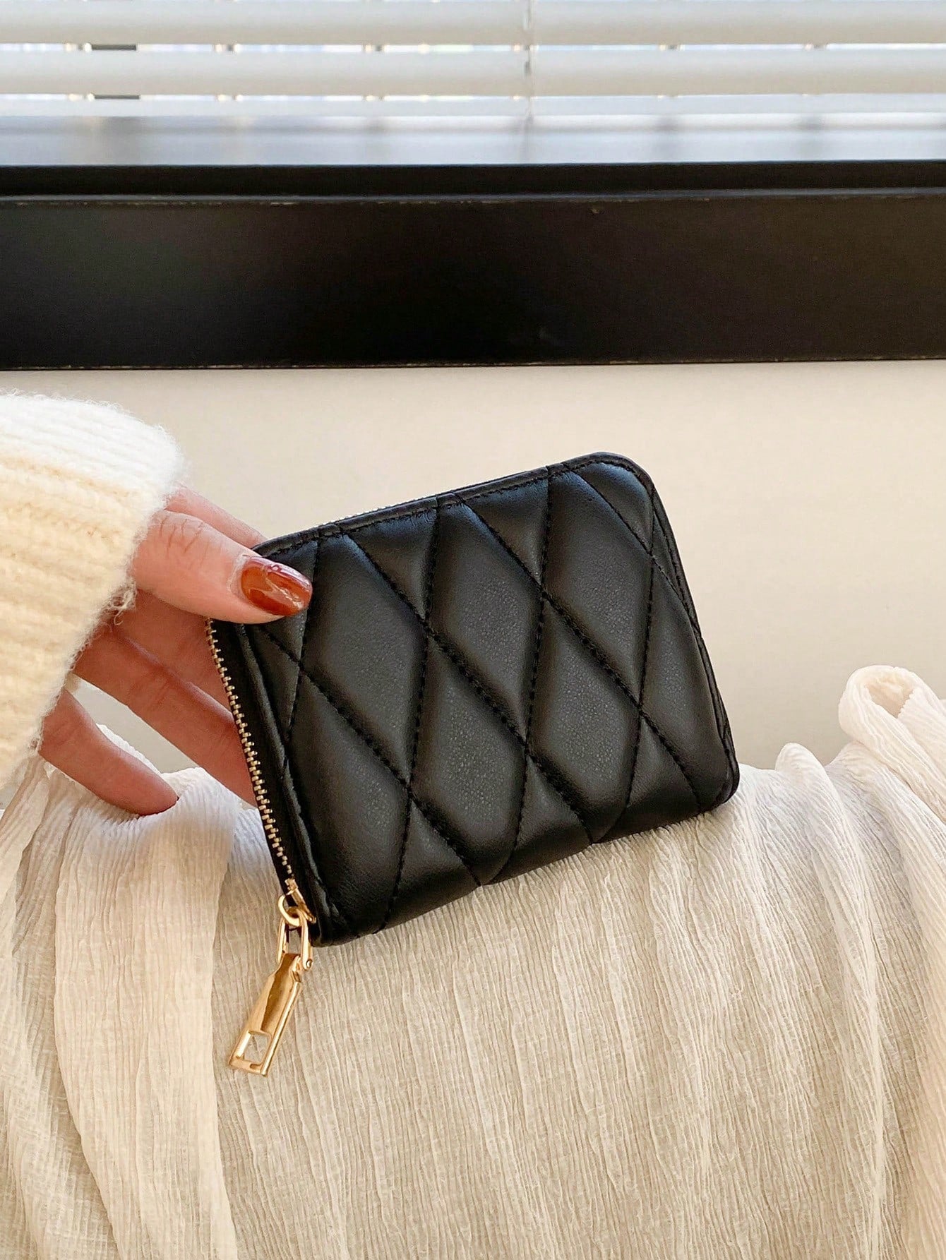 Fashionable Rhombus Versatile Women Wallet, Clutch, Business Card Holder, Y2K Punk Coin Purse, Embroidered Wallet, Multi-Functional Multi-Card Wallet, Short Wallet, Office, Travel, Holiday, Fashion, R