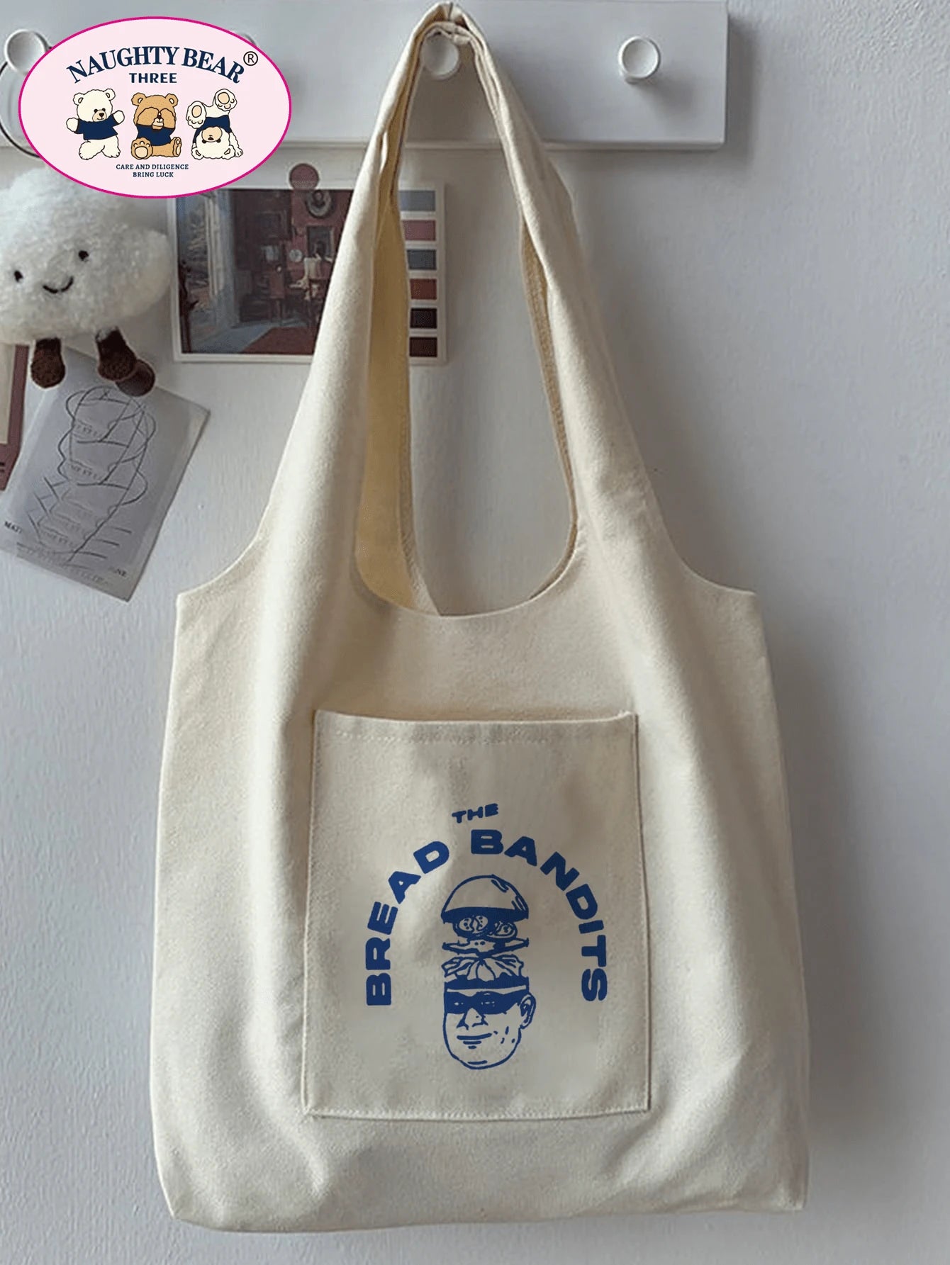 Fashionable Simple All-Match Cartoon Printed Canvas Bag School Bag,Large Capacity,Lightweight,Portable,Luggage Strap Design, Suitable For Teen Girls Women College Students, Perfect For Back To School